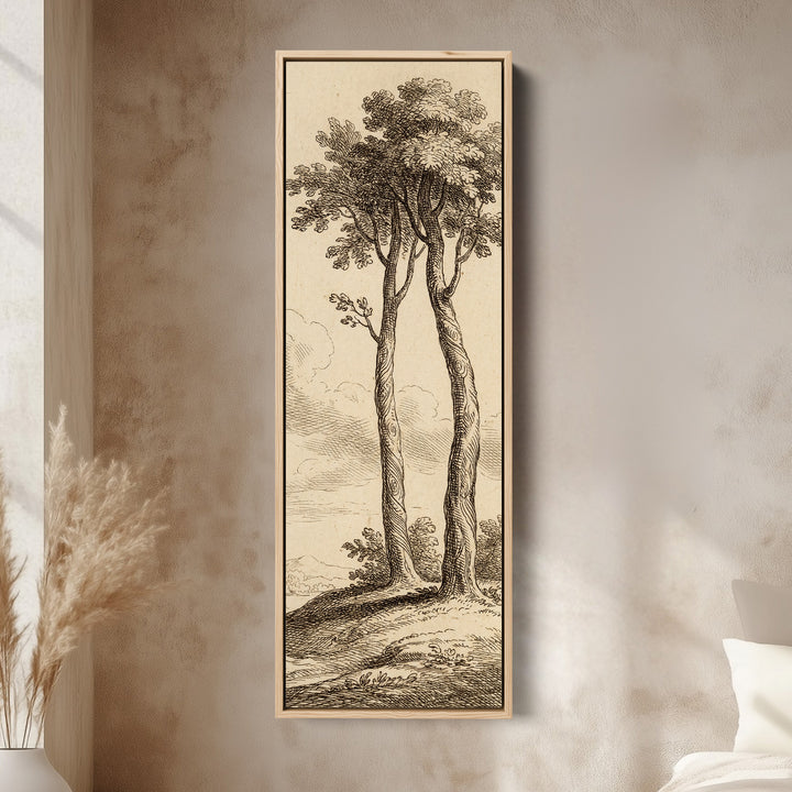 Long Wall Art Vintage Tree Illustration Canvas Print Hallway