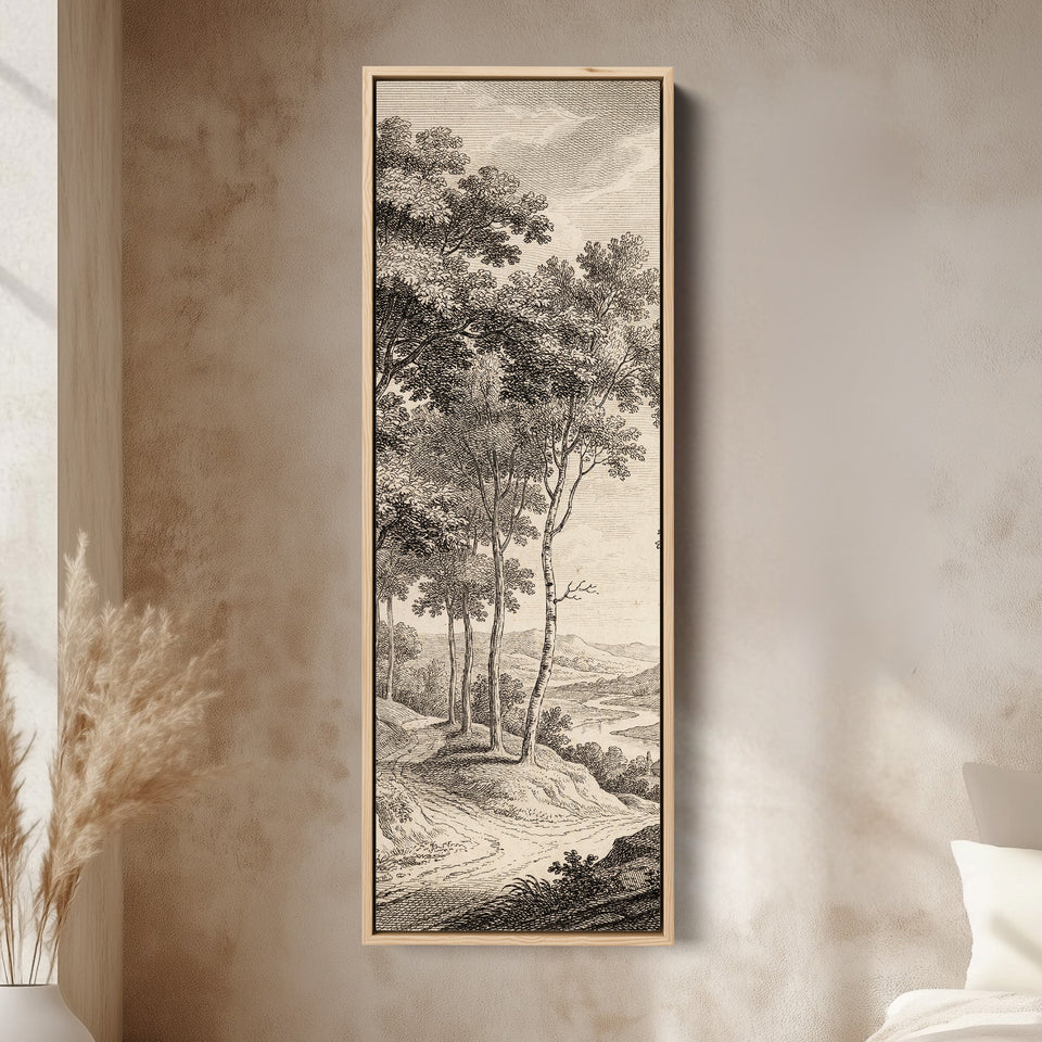 Tall Wall Art Vintage River Landscape Framed Canvas Office
