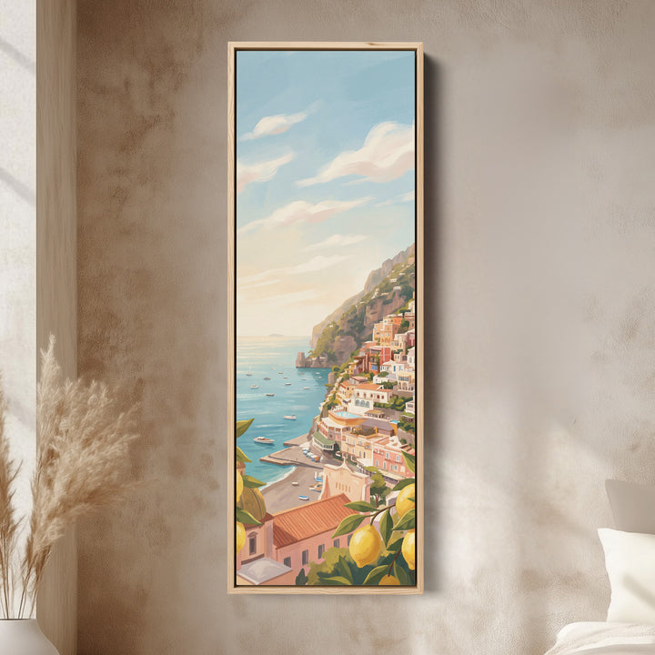 Coastal Village Vertical Wall Art Mediterranean Canvas Kitchen