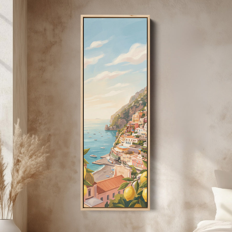 Coastal Village Vertical Wall Art Mediterranean Canvas Kitchen