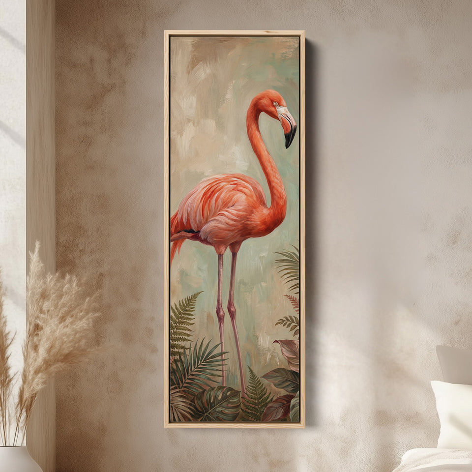 Long Wall Art Flamingo Portrait Framed Canvas Living Room
