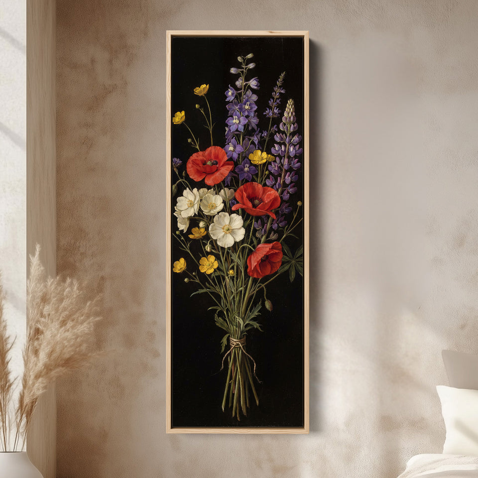 Wildflower Bouquet Large Wall Art Framed Canvas Living Room