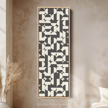 Bauhaus Geometric Pattern Tall Vertical Wall Canvas for Office or Living Room - Atelier Printworks