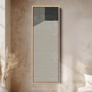 Abstract Striped Corner Vertical Framed Canvas Wall Art for Bedroom or Office - Atelier Printworks