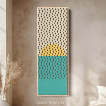 Minimalist Circle Geometry Vertical Framed Canvas Wall Art for Bedroom or Studio - Atelier Printworks