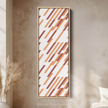 Earth Tone Stripes Vertical Framed Canvas Wall Art for Living Room or Office - Atelier Printworks
