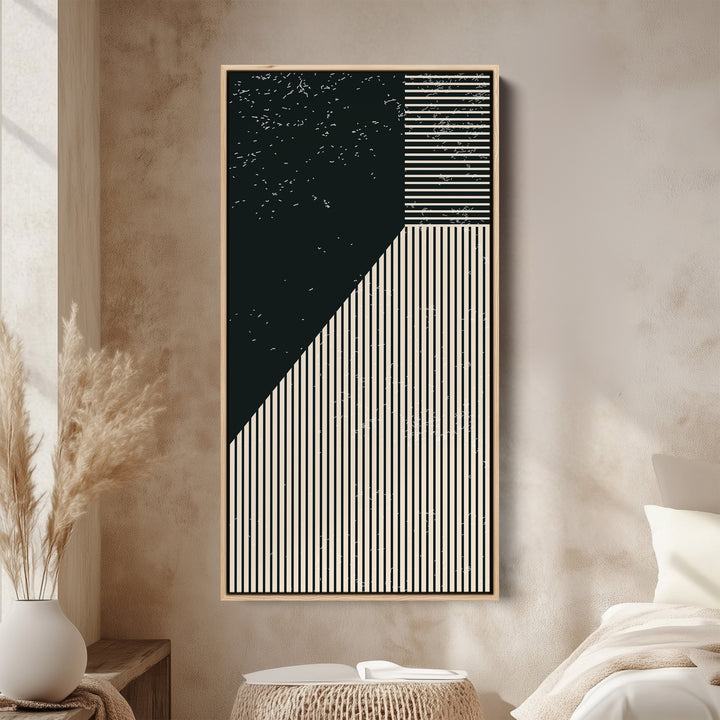 Vertical Wall Art Geometric Stripe Blocks Tall Canvas For Office