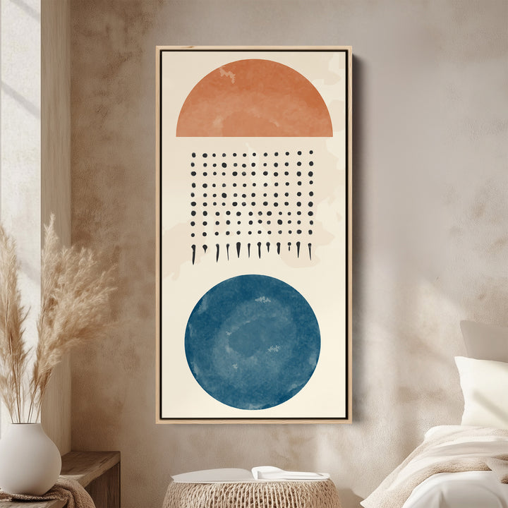 Vertical Wall Art Abstract Circles Dots Tall Canvas For Living Room