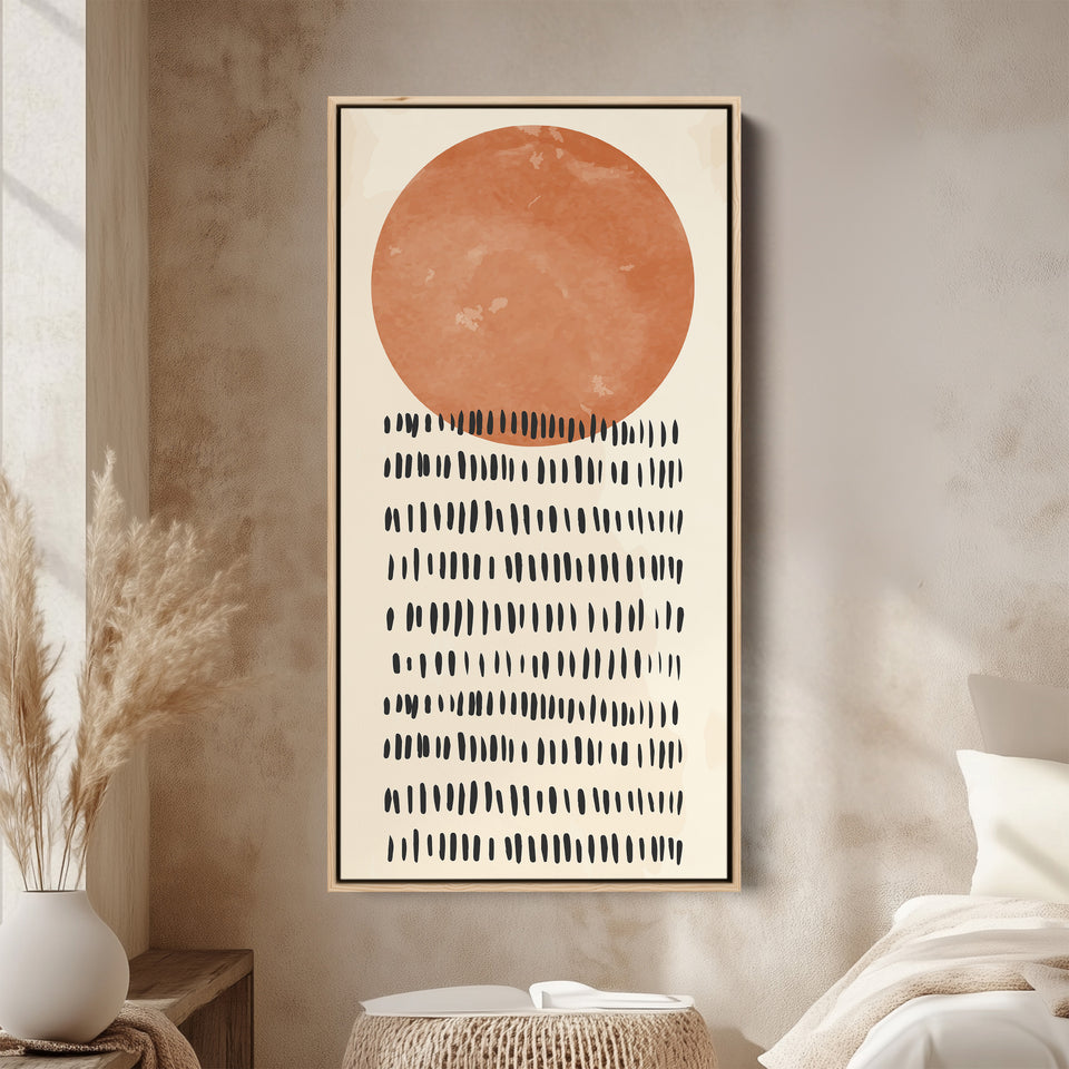 Vertical Wall Art Orange Circle Pattern Tall Canvas For Hallway