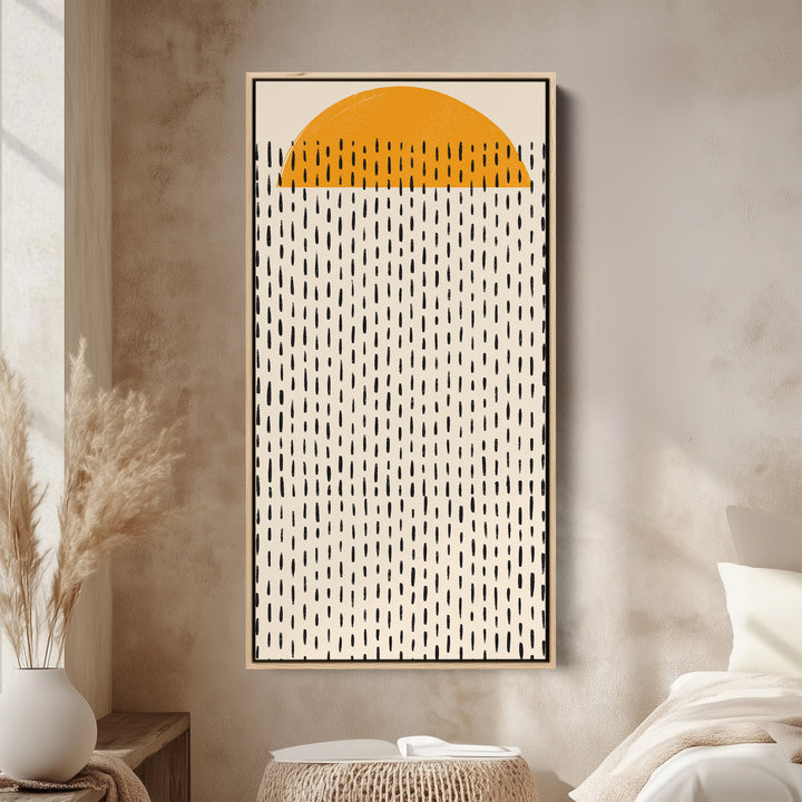 Vertical Wall Art Half Sun Pattern Vertical Canvas For Bedroom