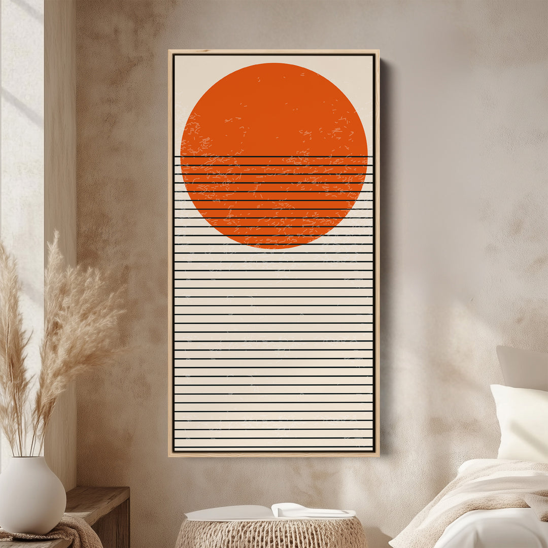 Narrow Wall Art Striped Sun Vertical Canvas For Living Room