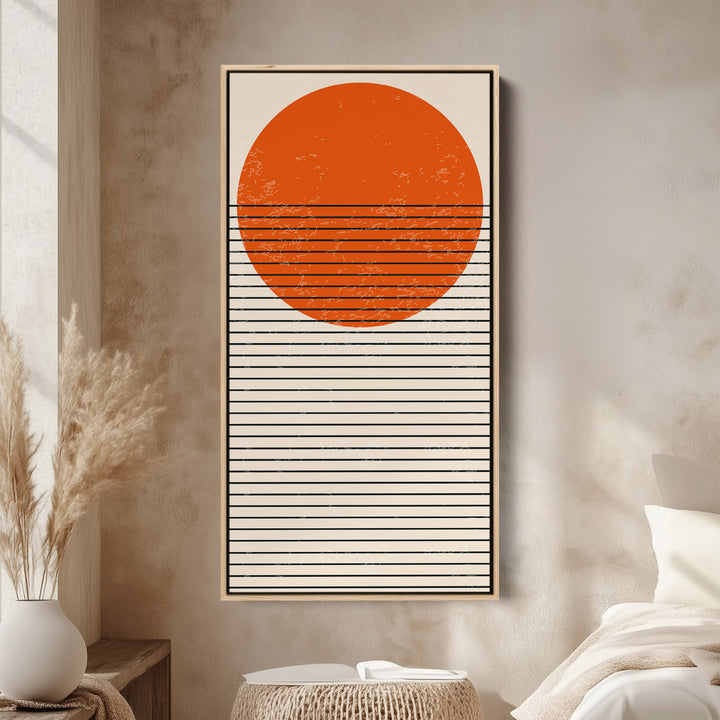 Narrow Wall Art Striped Sun Vertical Canvas For Living Room