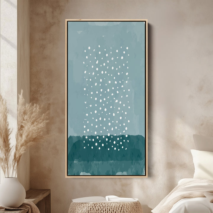 Tall Narrow Canvas Blue Dot Abstract Vertical Canvas For Office