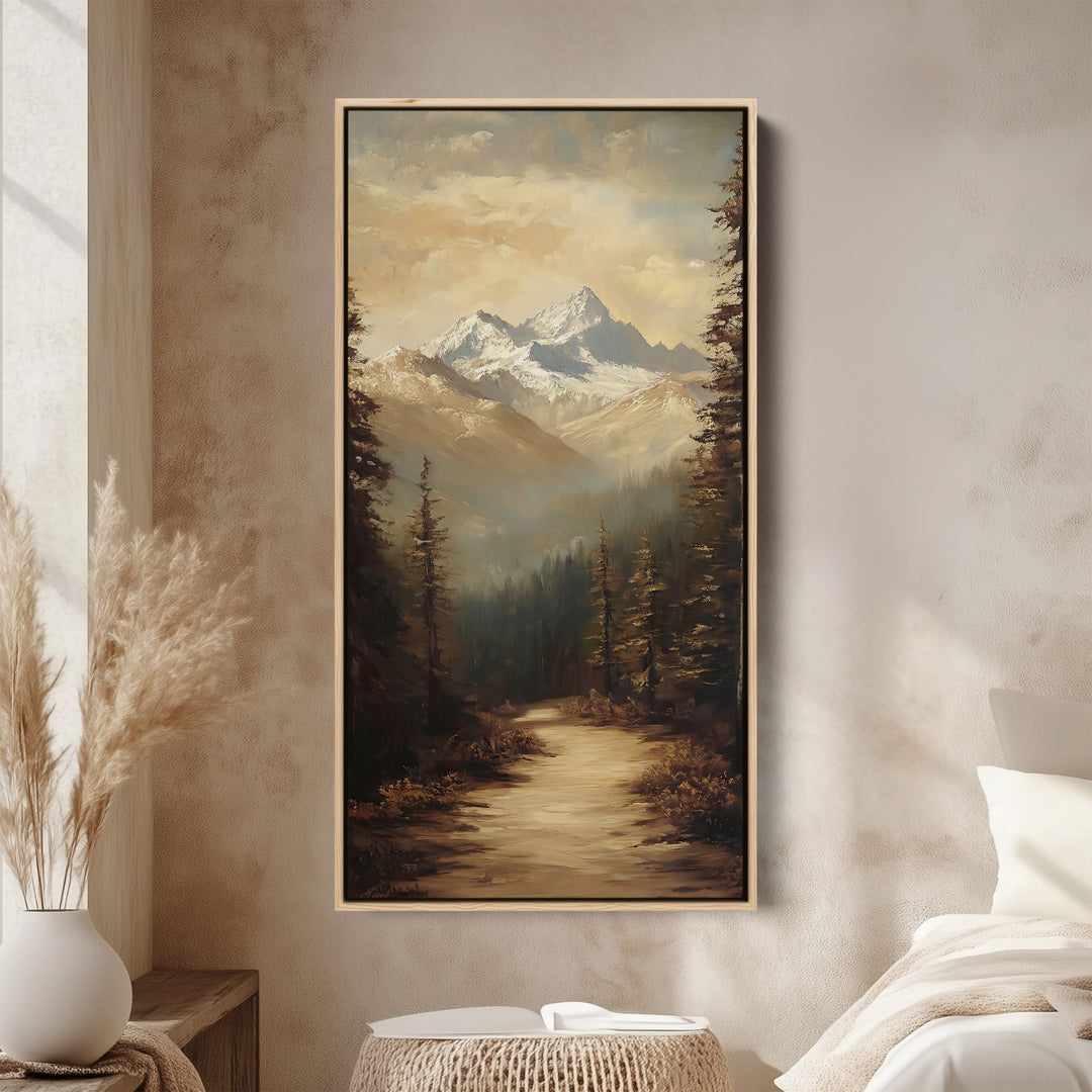 Portrait Wall Art Mountain Path Tall Canvas For Living Room