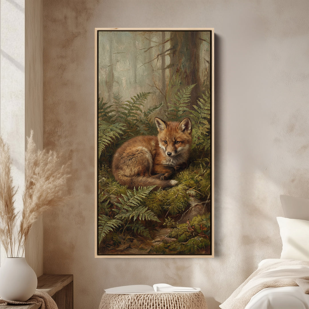 Fox Forest Portrait Large Vertical Wall Art Tall Canvas For Hallway