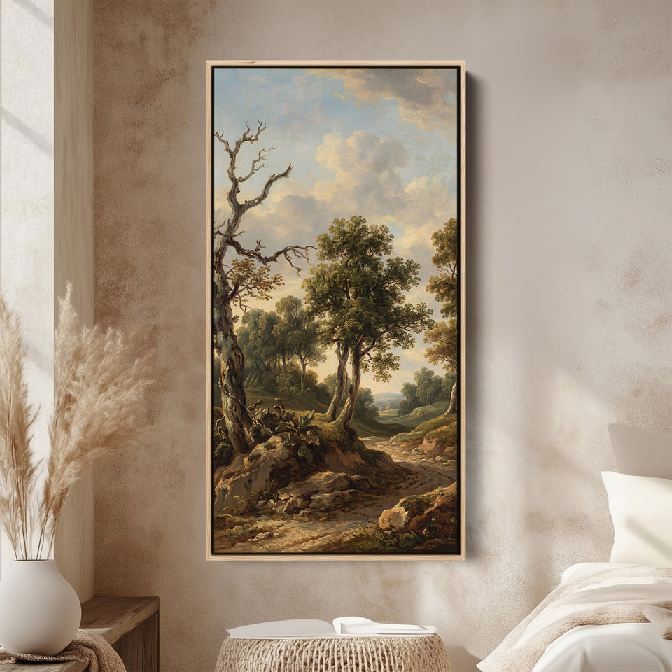 Classical Woodland Landscape Tall Framed Canvas For Hallway