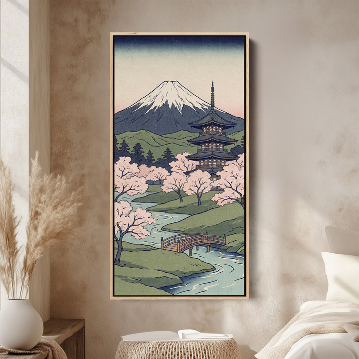 Tall Wall Art Mount Fuji Pagoda Portrait Wall Art For Bedroom