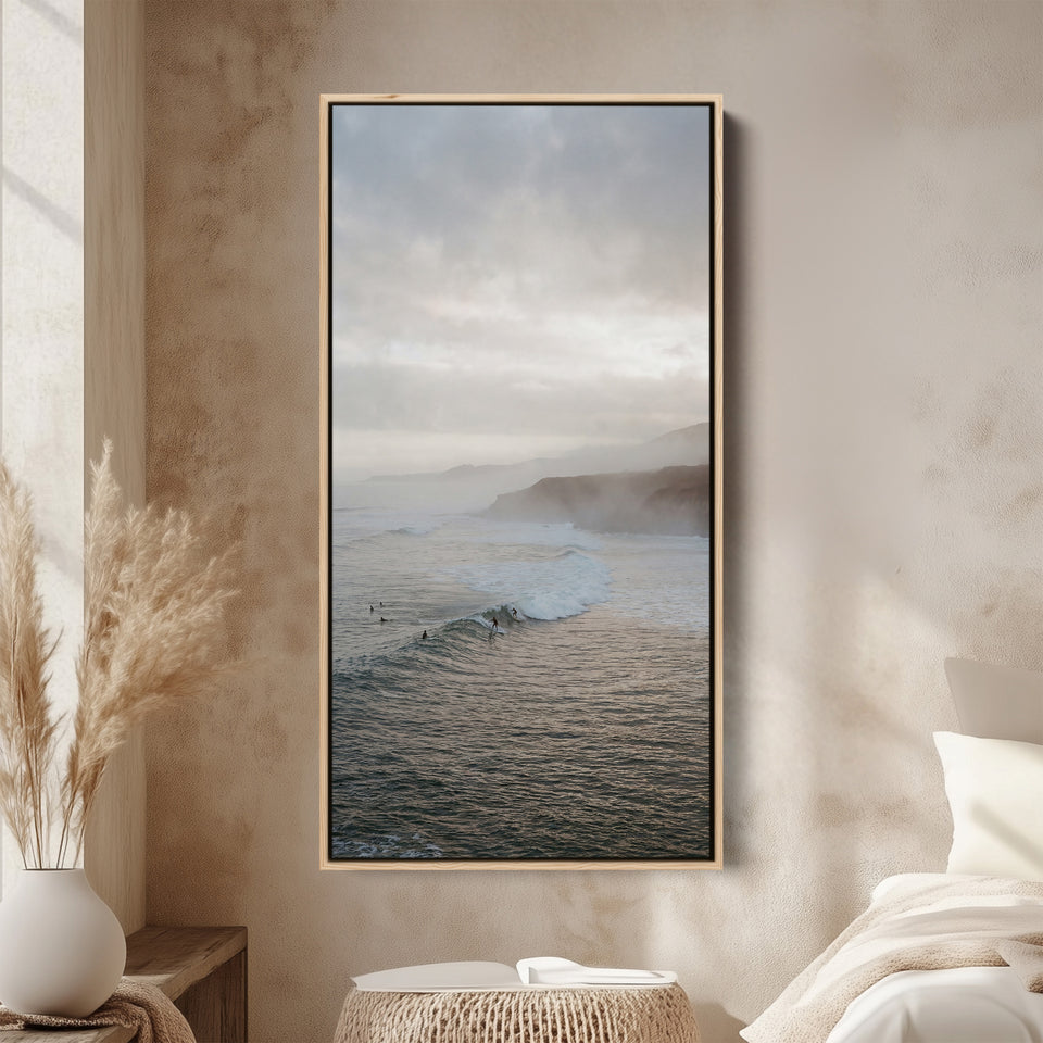 Large Vertical Wall Art Long Wall Art Ocean Waves With Cliffs For Hallway