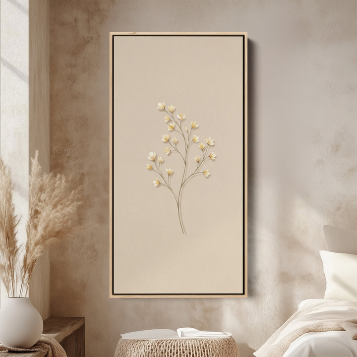 Large Vertical Wall Art Single Flowering Stem Tall Canvas For Bedroom