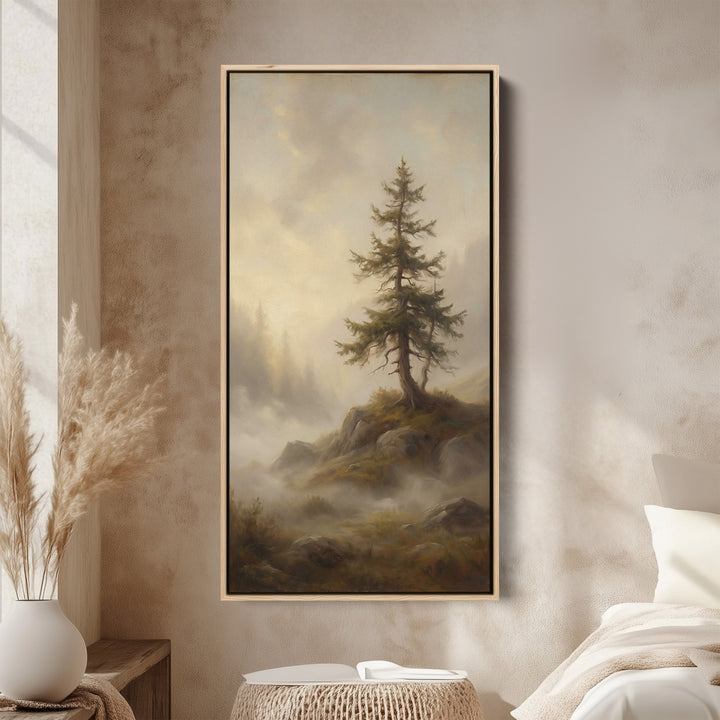 Large Vertical Wall Art Tall Narrow Canvas Lone Pine On Rocky Hill For Hallway