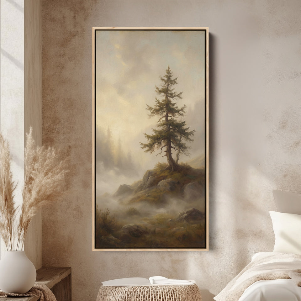 Large Vertical Wall Art Tall Narrow Canvas Lone Pine On Rocky Hill For Hallway