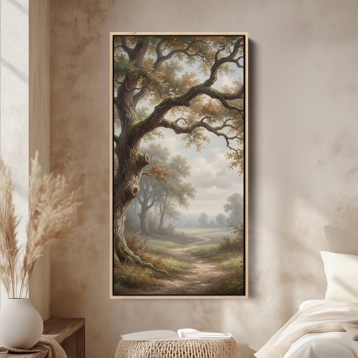 Vertical Wall Art Oak Branches Over Path Large Vertical Wall Art For Hallway