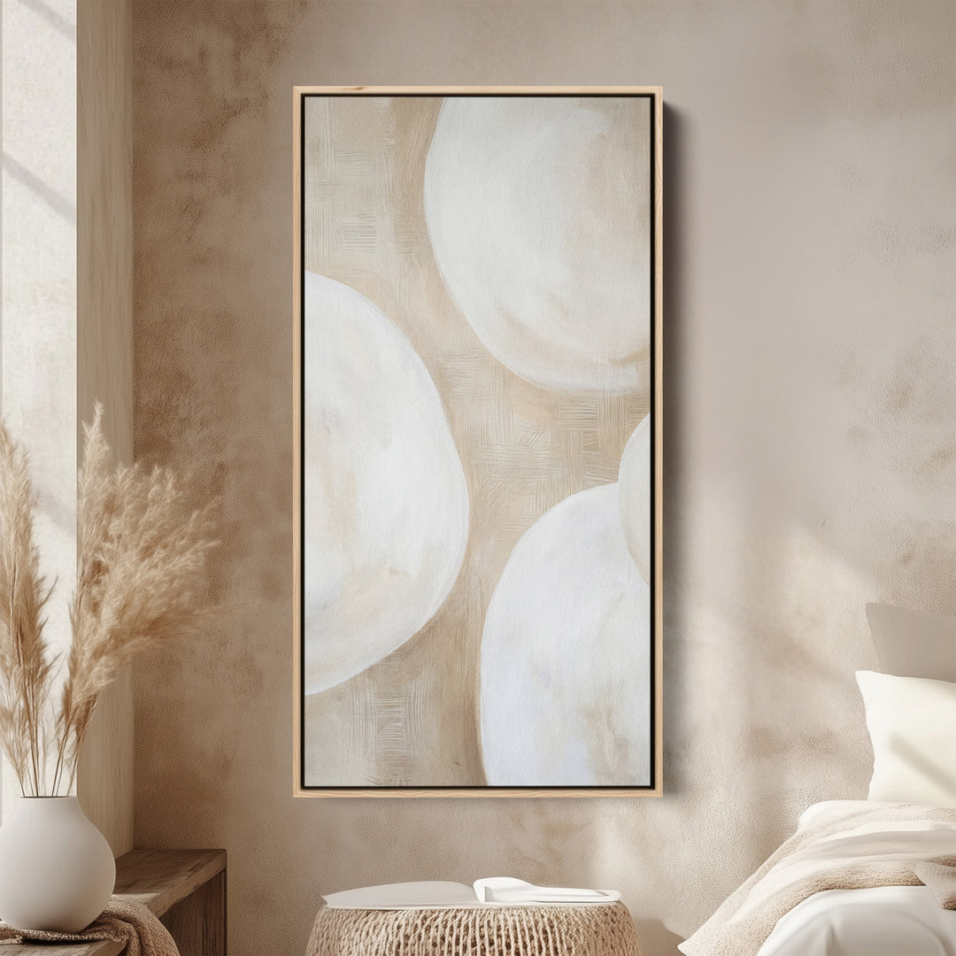 Tall Narrow Canvas Neutral Abstract Circles Tall Canvas For Living Room