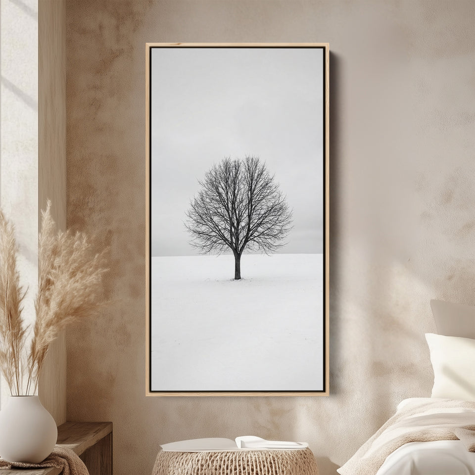Long Wall Art Bare Tree In Snow Portrait Wall Art For Kitchen
