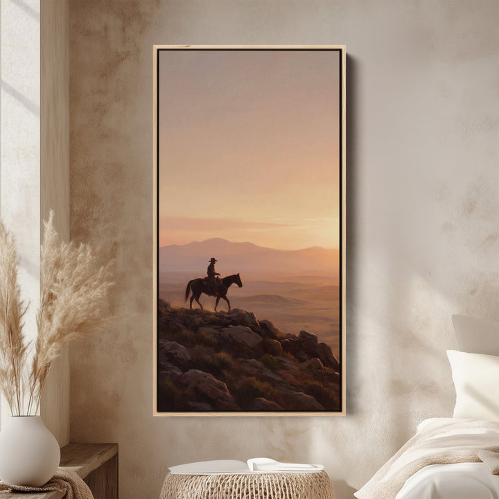 Portrait Wall Art Rider On Rocky Ridge Large Vertical Wall Art For Kitchen