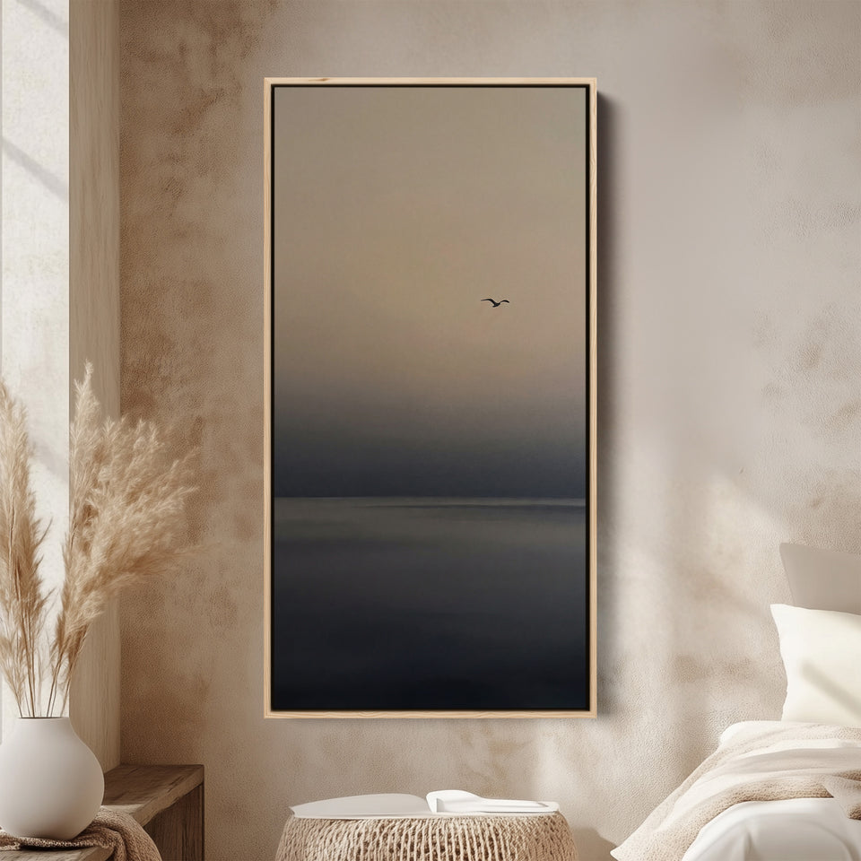 Large Vertical Wall Art Tall Wall Art Minimal Horizon With Birds For Hallway