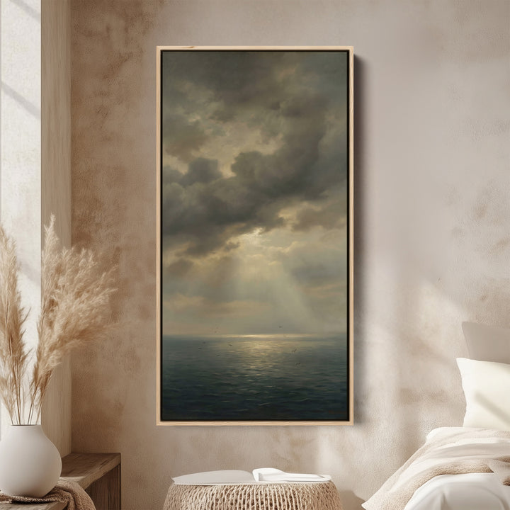 Vertical Wall Art For Office Storm Clouds Over Sea Vertical Canvas