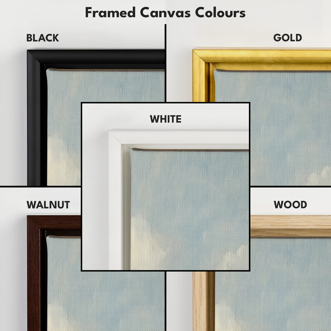 Vintage Landscape Narrow Wide Horizontal Wall Decor Large Framed Canvas - H0115