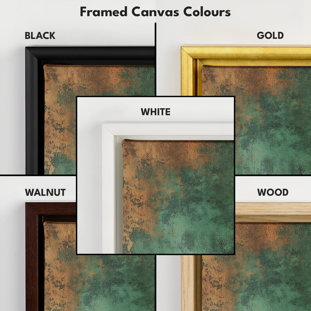 Dark Green and Copper Abstract Vertical Wall Art Large Canvas Wall Decor - V0063