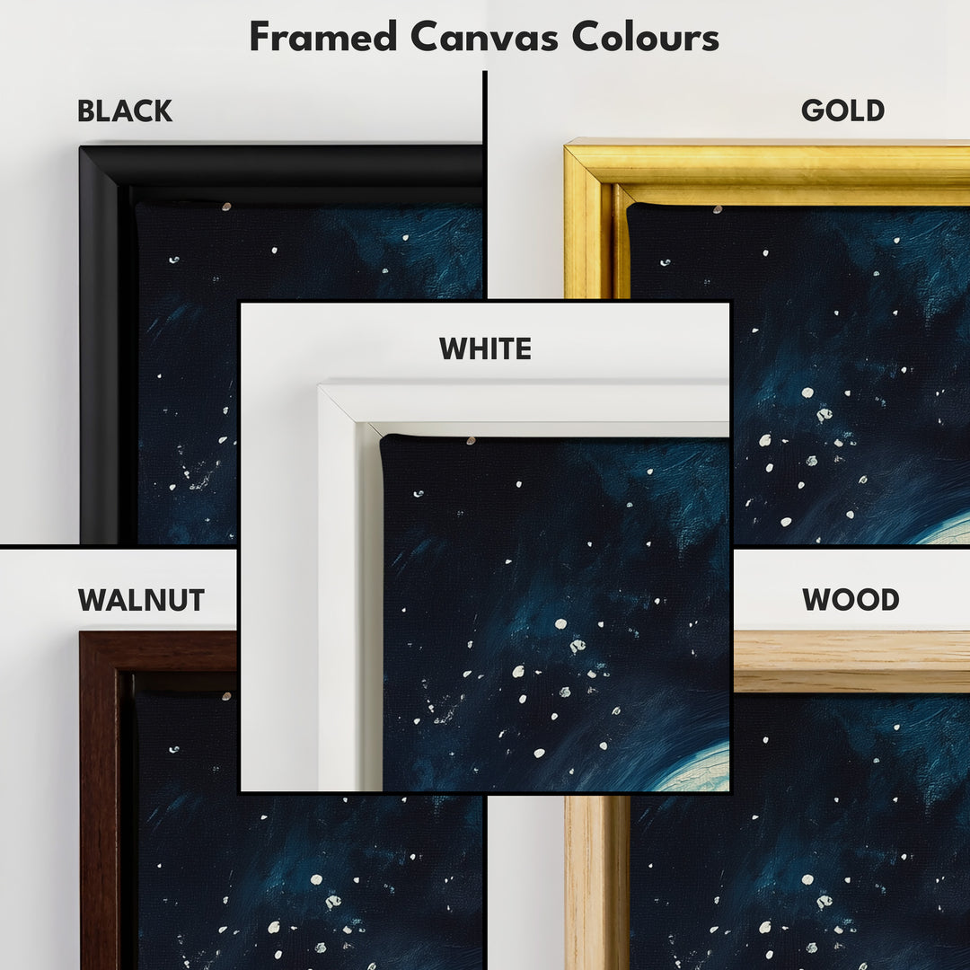 Moonlit Forest Night Vertical Narrow Long Wall Art Canvas - V0070