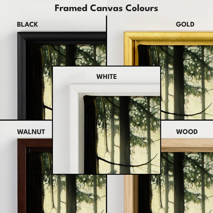Fern Forest Long Narrow Framed Canvas Wall Art For Living Room - V0169