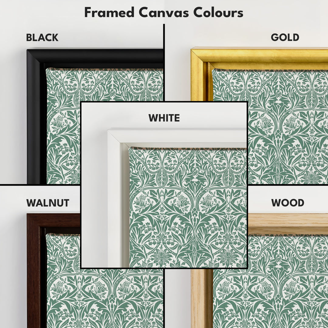 Panoramic Wall Art Green & White William Morris - H0342