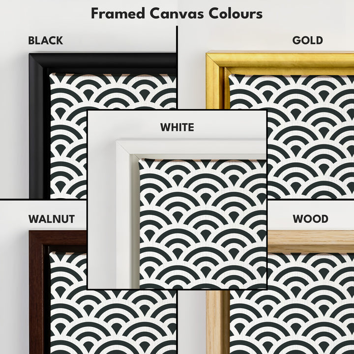 Horizontal Wall Art Black & White Japandi Waves - H0286