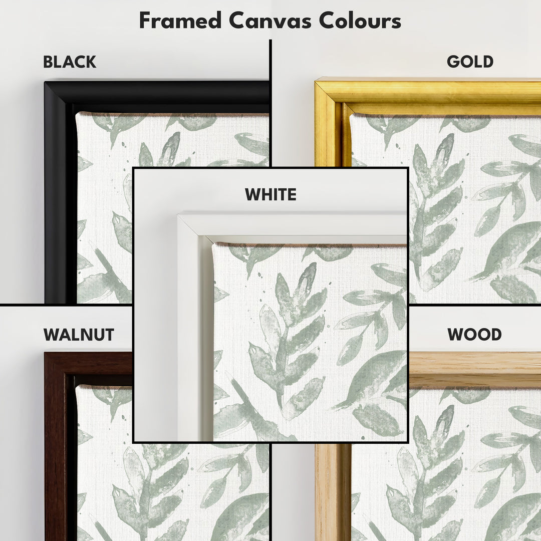 Cottagecore Vintage Sage Green Floral Framed Floral Wall Art - V0261