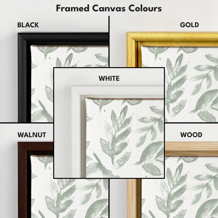 Cottagecore Vintage Sage Green Floral Framed Floral Wall Art - V0261