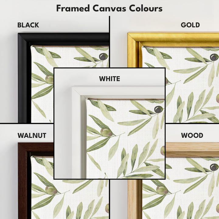 Minimalist Olive Leaves Long Vertical Framed Wall Decor - V0265