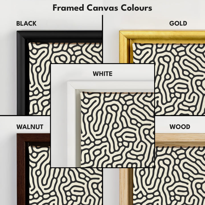 Vertical Long Wall Art Organic Black & Cream Pattern Wall Art - V0271