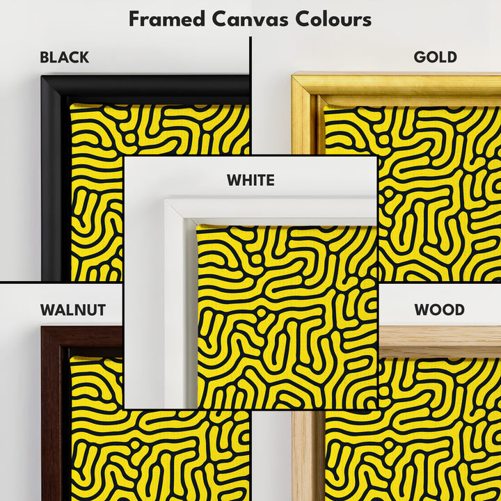 Yellow & Black Organic Pattern Long Vertical Wall Art - V0287