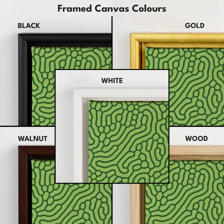 Dark & Light Green Wriggly Vertical Narrow Wall Art - V0292