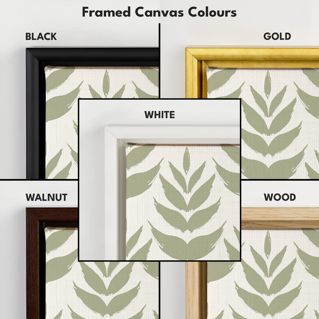 Long Tall Narrow Wall Art Boho Green Leaves - V0300