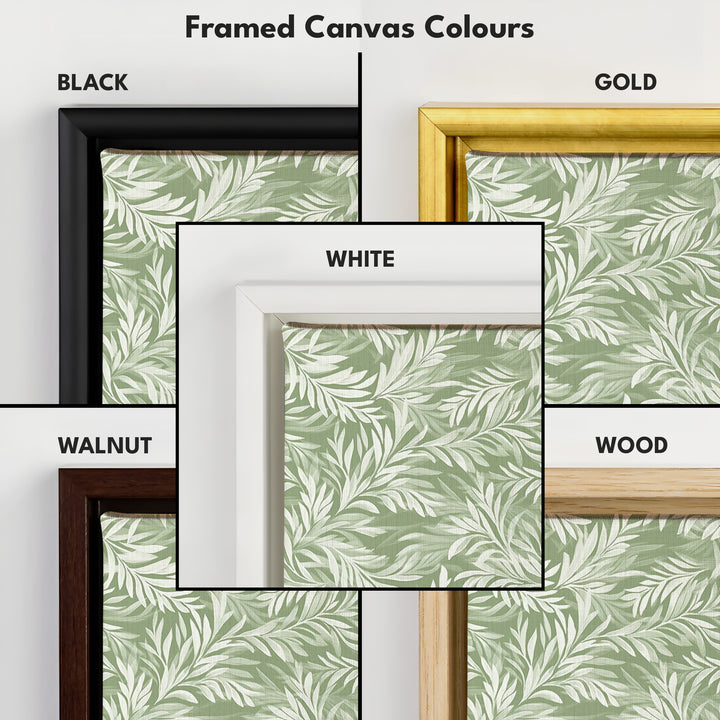 Long Cottagecore Vertical Wall Art Green Botanical Large Framed Canvas - V0321