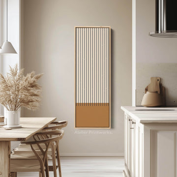 Minimalist Sun and Stripes Narrow Vertical Canvas Wall Art for Entryway or Bedroom - Atelier Printworks