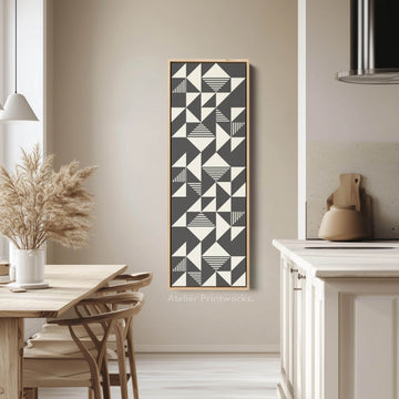 Abstract Triangles Tall Vertical Canvas Wall Art for Bedroom or Office Space - Atelier Printworks