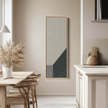 Bold Stripe Angles Vertical Framed Canvas Wall Art for Living Room or Hallway - Atelier Printworks