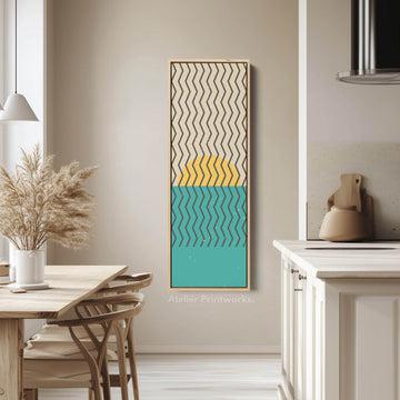 Minimalist Circle Geometry Vertical Framed Canvas Wall Art for Bedroom or Studio - Atelier Printworks