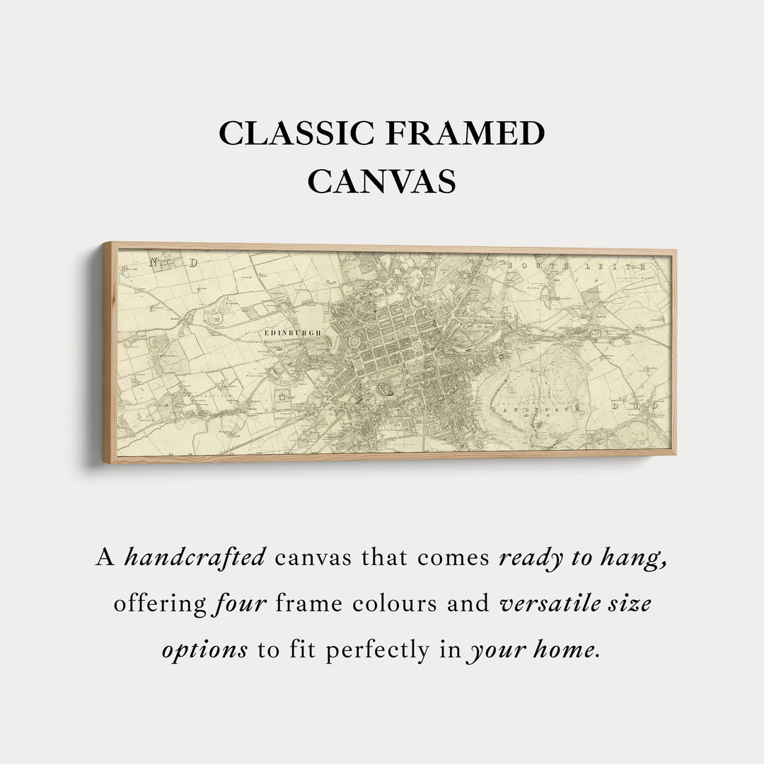 Edinburgh 1853 Map Long Narrow Canvas Wide Wall Art For Bedroom Or Hallway